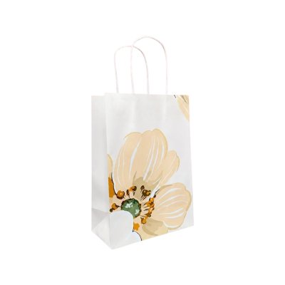 BJN ถุงกระดาษหูเกลียว พิมพ์ลาย Soft Petal Glow (15x8x21 cm) ถุงกระดาษคราฟท์ใส่ของขวัญ/เบเกอรี่
