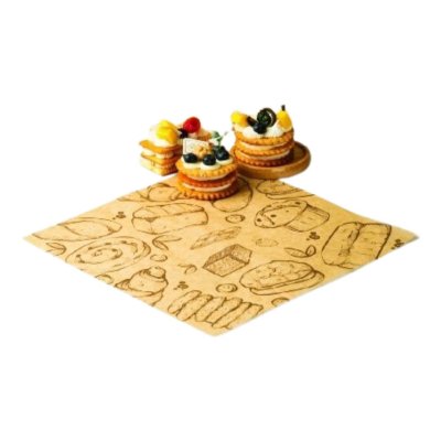 BeeBox (P-BG-PS) กระดาษรองเล็ก 12x12 cm. ลาย Bake Gold ขนมปัง (100บ/แพค)