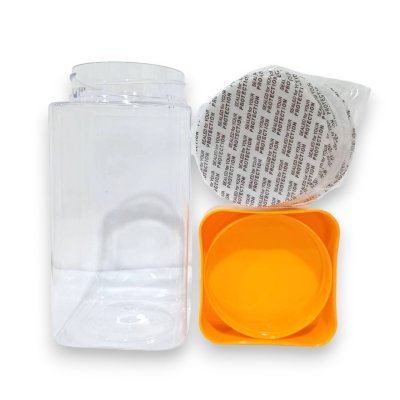 กระปุก PET พร้อมฝา 57x130 mm.(430ml.) สีเหลือง (10ชิ้น/แพค)