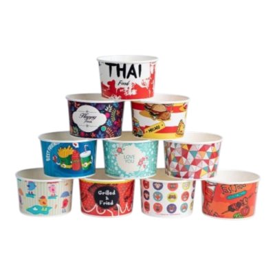 SUPERPACK ถ้วยไอศกรีมกระดาษ 390 cc. (ทรงเตี้ย) คละลายแพคสุดคุ้ม