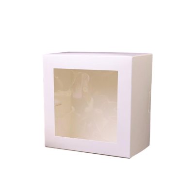 BJN กล่องเค้ก 1P ทรงสูง 20.3x20.3x12 cm. ขาว (10ชิ้น/แพค)