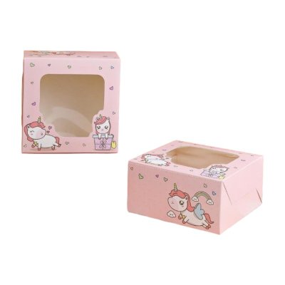 BJN กล่องสแน็คหน้าต่าง 15x15x7.5 cm. ลาย เบบี้ยูนิคอร์นสวีทพิ้งค์ (20ชิ้น/แพ็ค)