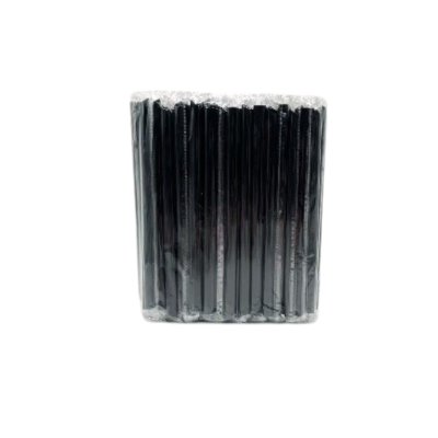 หลอดมุกอนามัย ห่อฟิล์ม 12x210 mm. สีดำ (100เส้น/แพค)
