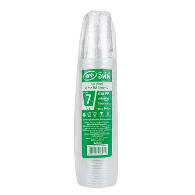 EPP แก้ว 7 oz. PPN เกล็ดแก้วสเต็พ ใส (50ชิ้น/แถว)