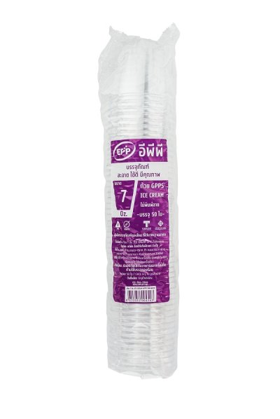 EPP ถ้วยไอศกรีม 7 oz. (F85-235) GPPS ใส (50ชิ้น)