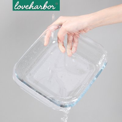 ถาดแก้วอบทรงสี่เหลี่ยม LoveHarbor (LH0038) Square Glass Baking Dish 1.1L 21.3x18.9x5.2cm