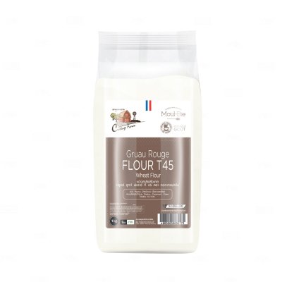 แป้งพรีเมียมจากฝรั่งเศส Cottage Farm T45 Gruau Rouge Flour 1kg.