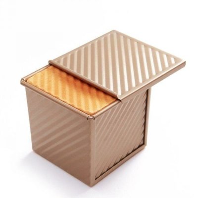 CHEFMADE WK9318 พิมพ์มินิโทสต์ มีลาย (10x10 cm)Corrugated Square Loaf Pan With Cover