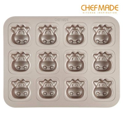 CHEFMADE WK9788 พิมพ์อบขนมลายวัว 12 ช่อง (Non-stick Cow Cake Pan)
