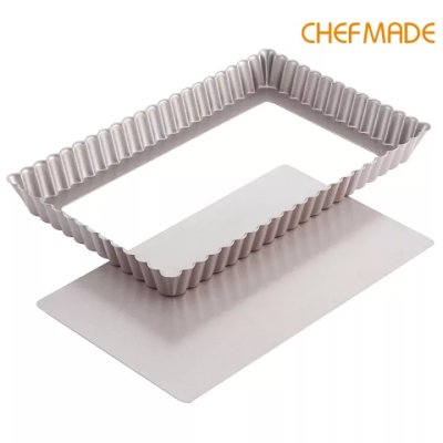 พิมพ์ถาดทาร์ต/พาย สี่เหลี่ยมผืนผ้าถอดก้นได้ CHEFMADE 11"x7" (รุ่น WK9830)