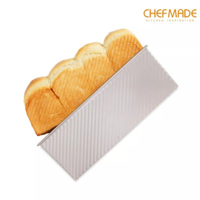 CHEFMADE CM6005 พิมพ์ขนมปังปอนด์พร้อมฝาปิด 1000 กรัม (Non-Stick Corrugated Loaf Pan)
