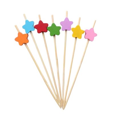 ไม้จิ้ม (ดาว) 12 cm. (คละสี) (100ชิ้น/แพ็ค)
