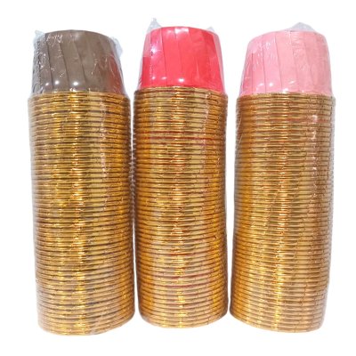 Deejang 44/35 กระทงมัฟฟินคัพเค้ก ด้านในสีทอง  คละสี (50ใบ/แพ็ค)