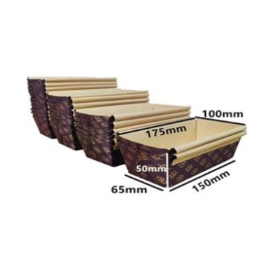 ถาดกระดาษคราฟท์ เข้าอบได้ 150x65x50 mm พร้อมฝาปิด (10ใบ/ชุด)
