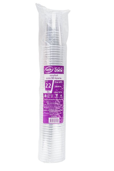 EPP แก้ว 22 oz. (F95-580) GPPS ใส (50ชิ้น/แถว)
