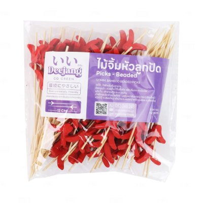 Deejang ไม้จิ้ม ( ปีกนก) 12 cm. (100ชิ้น/แพค) Picks-Beaded