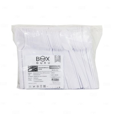 BOX GURU (B-SP13-PS-WH) ช้อนยาว PS 150 mm. สีขาว (100ชิ้น/แพค)