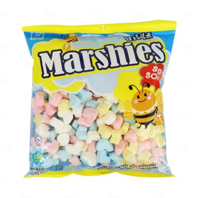 Marshies มาร์ชเมลโลว์ หัวใจกลาง คละสี 150g. กลิ่นวานิลลา