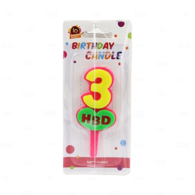 เทียนตัวเลขหัวใจเลข HBD 3 (IO.126) (สีพาสเทล)