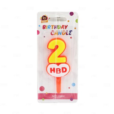 เทียนตัวเลขหัวใจเลข HBD 2 (IO.126) (สีพาสเทล)