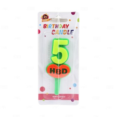 เทียนตัวเลขหัวใจเลข HBD 5 (IO.126) (สีพาสเทล)