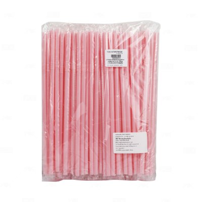 หลอดหักงอ ห่อฟิล์ม 6x210 mm. สีชมพู (100เส้น/แพค)