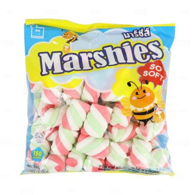 Marshies มาร์ชเมลโลว์ เกลียวกลาง เขียว ขาว แดง 150g.