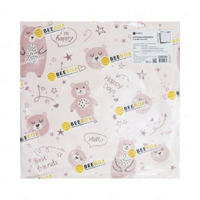 BeeBox (P-B-00P) กระดาษรองใหญ่ 12x12 นิ้ว ลายหมีชมพู (100ใบ/แพค)