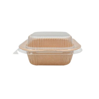 UTray (120KPE) ถาดกระดาษ พร้อมฝา  สีน้ำตาล 400 ml (20ชุด)