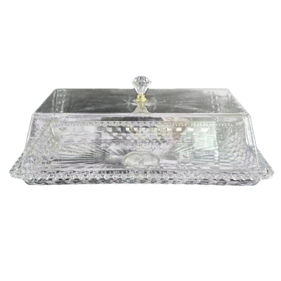 ถาดพลาสติกใส่เค้กทรงผืนผ้า พร้อมฝา 37x19.5 cm. ใส
