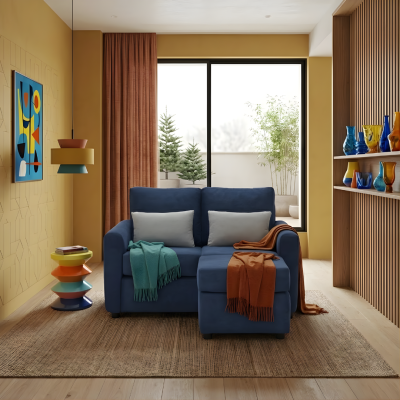 NOVORA Sofa โซฟา 2 ที่นั่งพร้อมสตูล สไตล์เรียบหรู บุผ้าPolyester ช่วยให้ห้องดูโปร่งสบายตา