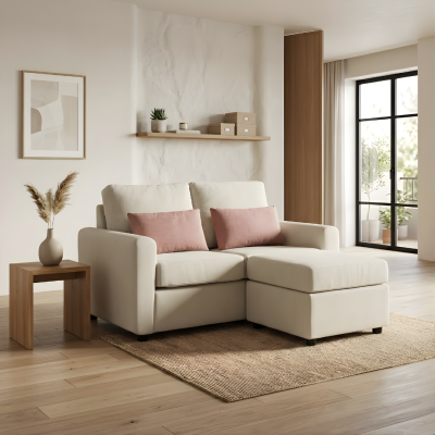NOVORA Sofa โซฟา 2 ที่นั่งพร้อมสตูล สไตล์เรียบหรู บุผ้าPolyester ช่วยให้ห้องดูโปร่งสบายตา