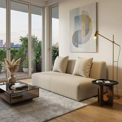 MONO BLOCK Sofa โซฟาดีไซน์เรียบหรูในแบบ Contemporary พนักพิงเรียบสะอาดตา
