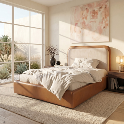 เตียงนอนบุนุ่มสไตล์มินิมอล (Minimalist Upholstered Bed) ดีไซน์ทูโทน อบอุ่น แข็งแรงทนทาน มีให้เลือก 3 ขนาด BR3013 BR3014 และBR3015