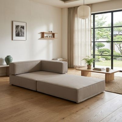 โซฟา 2-in-1 Sofa Daybed ปรับนั่งและนอนได้ ดีไซน์ทรงจัตุรัส สไตล์นอร์ดิกมินิมอล รหัส BRD003