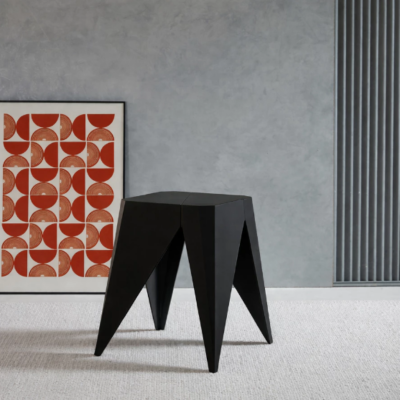 สตูลมินิมอลทรงเรขาคณิต สีขาว | Modern Geometric Stool