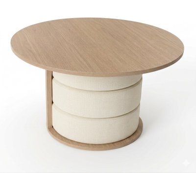 โต๊ะสตูลอเนกประสงค์ 3-in-1 ดีไซน์มินิมอล (Coffee Table &amp; Hidden Stools) รหัส BR1018