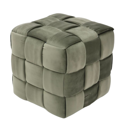 Stool Velvet เก้าอี้สตูลทรงลูกบาศก์ บุด้วยผ้ากำมะหยี่เนื้อเนียนนุ่ม ดีไซน์บุนวมลายสานให้มิติหรูหรา