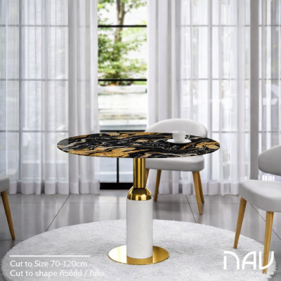 โต๊ะหินอ่อน Milada ฐานสแตนเลสทอง ท็อปหินสั่งทำได้