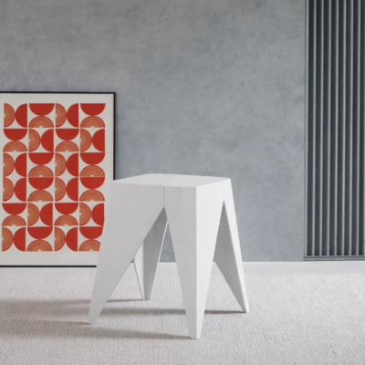 สตูลมินิมอลทรงเรขาคณิต สีขาว | Modern Geometric Stool
