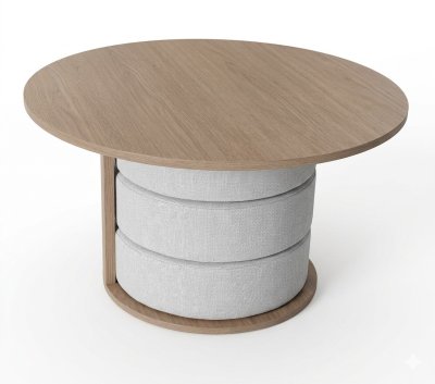 โต๊ะสตูลอเนกประสงค์ 3-in-1 ดีไซน์มินิมอล (Coffee Table &amp; Hidden Stools) รหัส BR1018