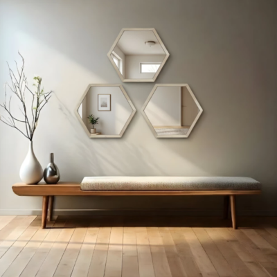 SOLA Hex Mirror กระจกหกเหลี่ยมกรอบไม้ดีไซน์มินิมอล