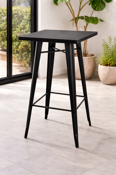 Titan  โต๊ะบาร์ดีไซน์โมเดิร์น สีดำเรียบหรู โครงเหล็กแข็งแรงโต๊ะ1เก้าอี้2