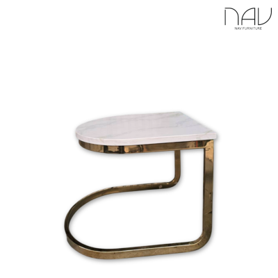 Outlet Side Table Natural Marble Top (Calacatta Gold White) with Gold Stainless Steel Legs