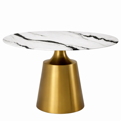 โต๊ะอาหารหินอ่อน Fiona | โต๊ะอาหารหรู ดีไซน์โมเดิร์น ขาทองพรีเมียม