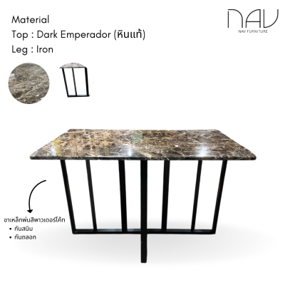 Cross dining table, real marble top, black steel legs, rustproof, abrasion resistant.