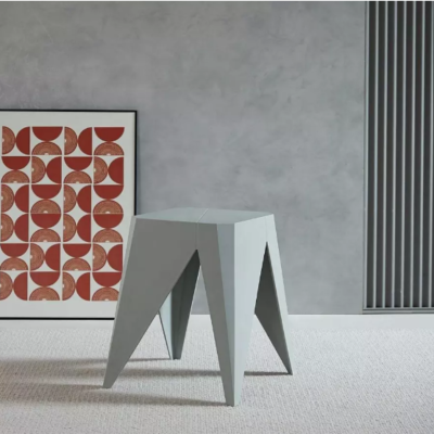 สตูลมินิมอลทรงเรขาคณิต สีขาว | Modern Geometric Stool