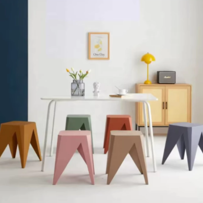 สตูลมินิมอลทรงเรขาคณิต สีขาว | Modern Geometric Stool