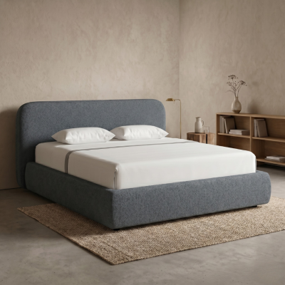เตียงนอนมินิมอลบุนุ่ม (Minimalist Upholstered Bed) ดีไซน์ทรงมน เรียบหรู อบอุ่น มีให้เลือก 3 ขนาด BR3007,  BR3008 และ BR3009