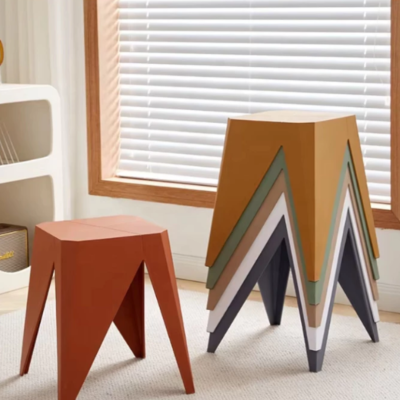 สตูลมินิมอลทรงเรขาคณิต สีขาว | Modern Geometric Stool